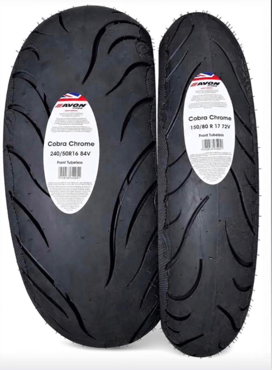 Avon - 240/50-R16 Cobra Chrome 84V and 150/80-R17 72V Tubeless Tyre |Front / Rear