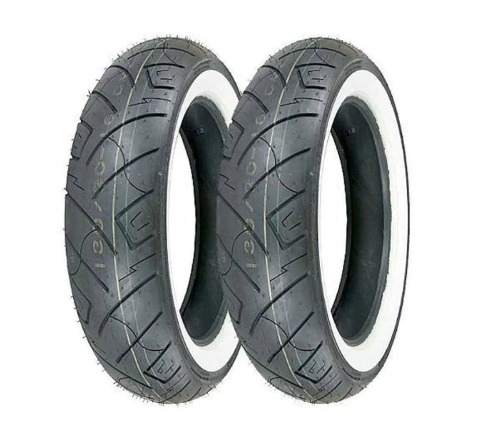 Shinko SR777 - 100/90-19 and 150/80 B16 Tubeless Tyre | SET (White Wall)